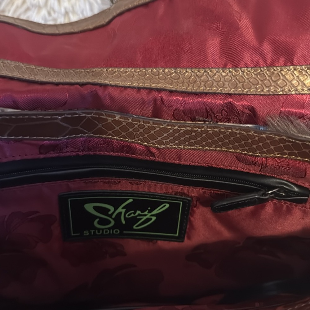 NWOT Sharif Snakeskin and Fur Handbag - Picture 4 of 4